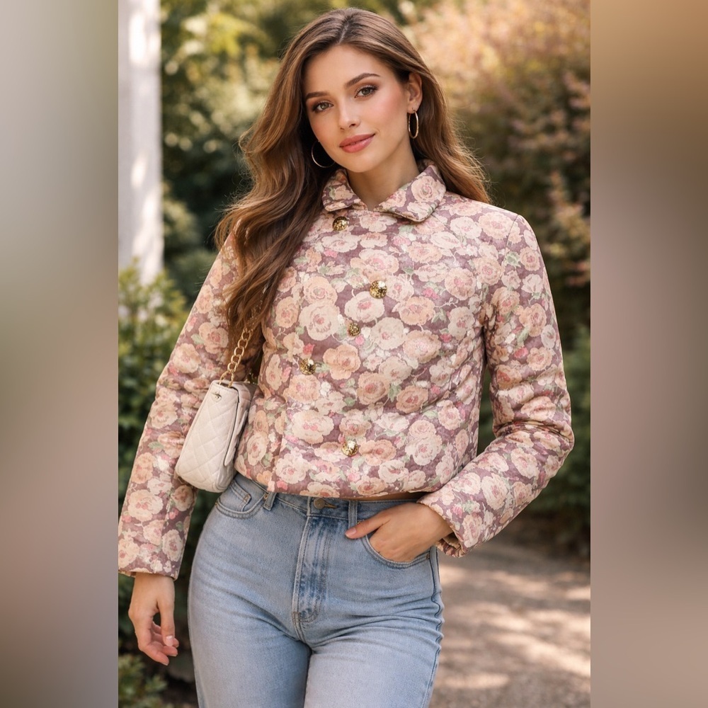 Juicy Couture Floral Blazer in Pink and Cream